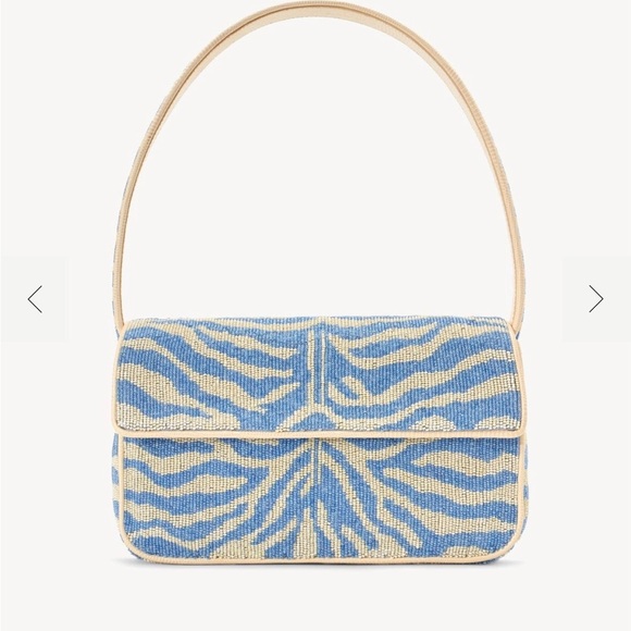 STAUD Blue and Cream Shoulder Bag with Structured Design - Picture 1 of 3